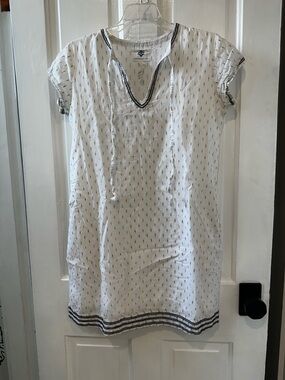 Pomegranate Lightweight White Embroidered Tunic Dress